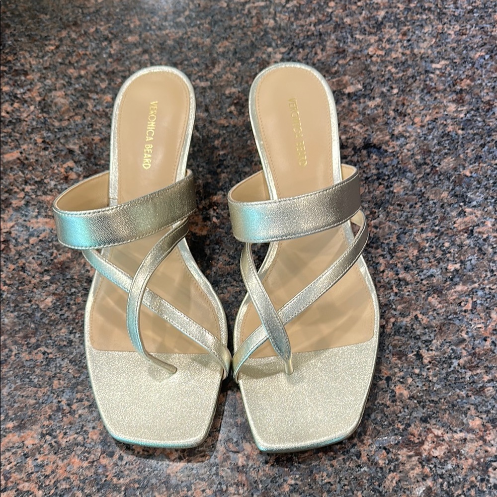 Veronica Beard gold Sandals Elegant Minimalist Design